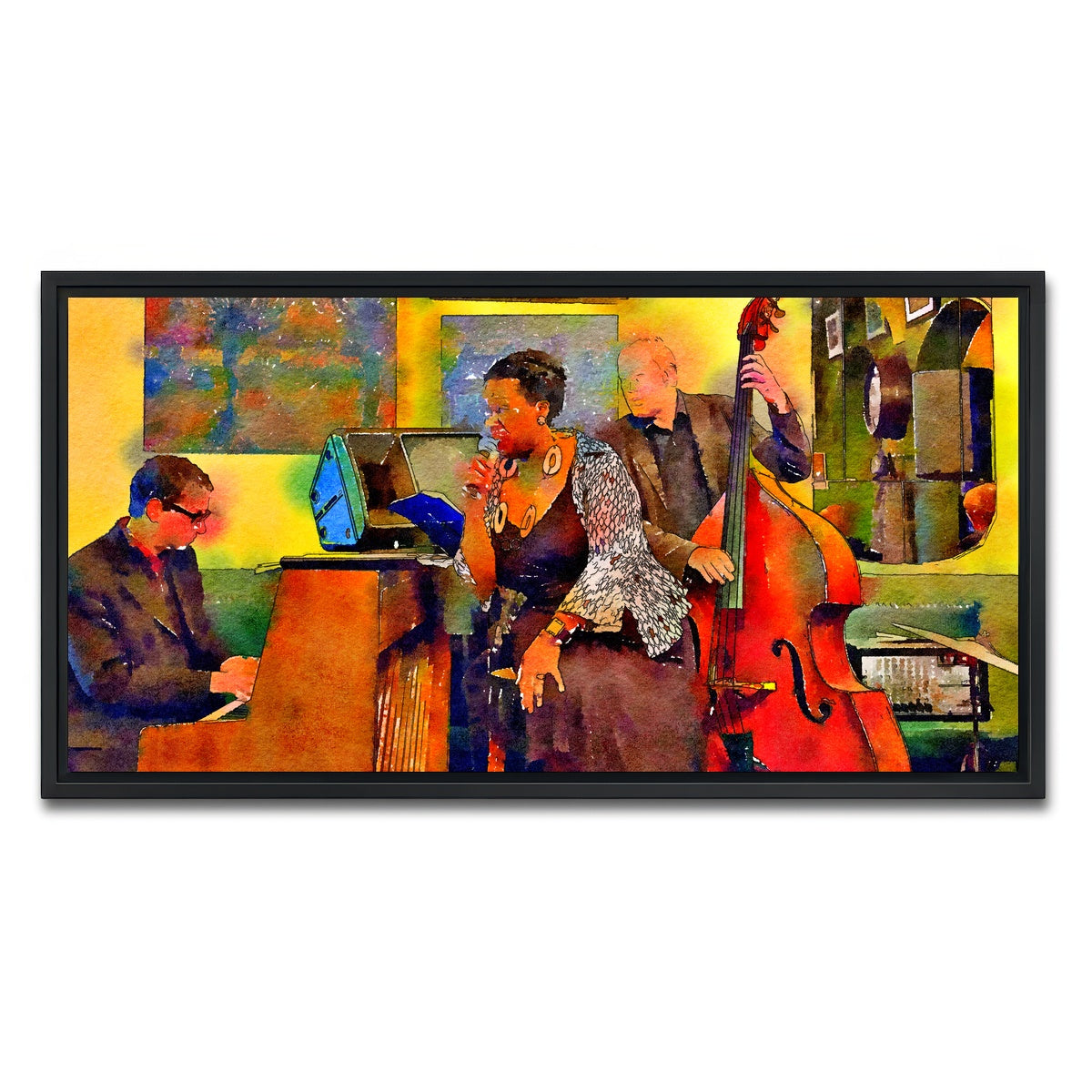 AUTO-MOCKUP WHITE | Jazz Cafe | 1 Piece | Black Framed Canvas | group=2x1