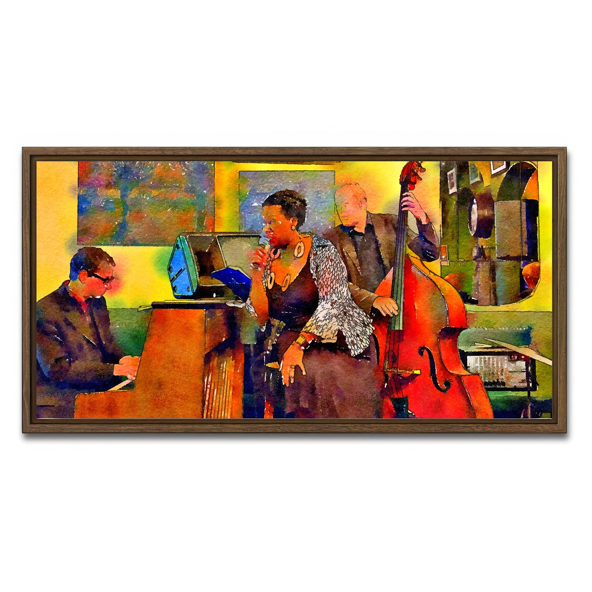 AUTO-MOCKUP WHITE | Jazz Cafe | 1 Piece | Walnut Framed Canvas | group=2x1