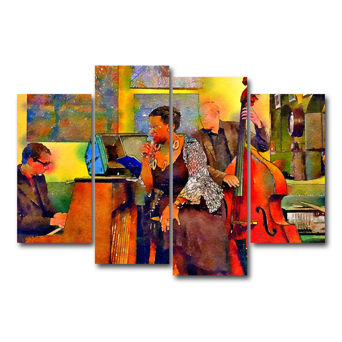 AUTO-MOCKUP WHITE | Jazz Cafe | 4 Piece | Gallery Wrap Canvas | group=4_short