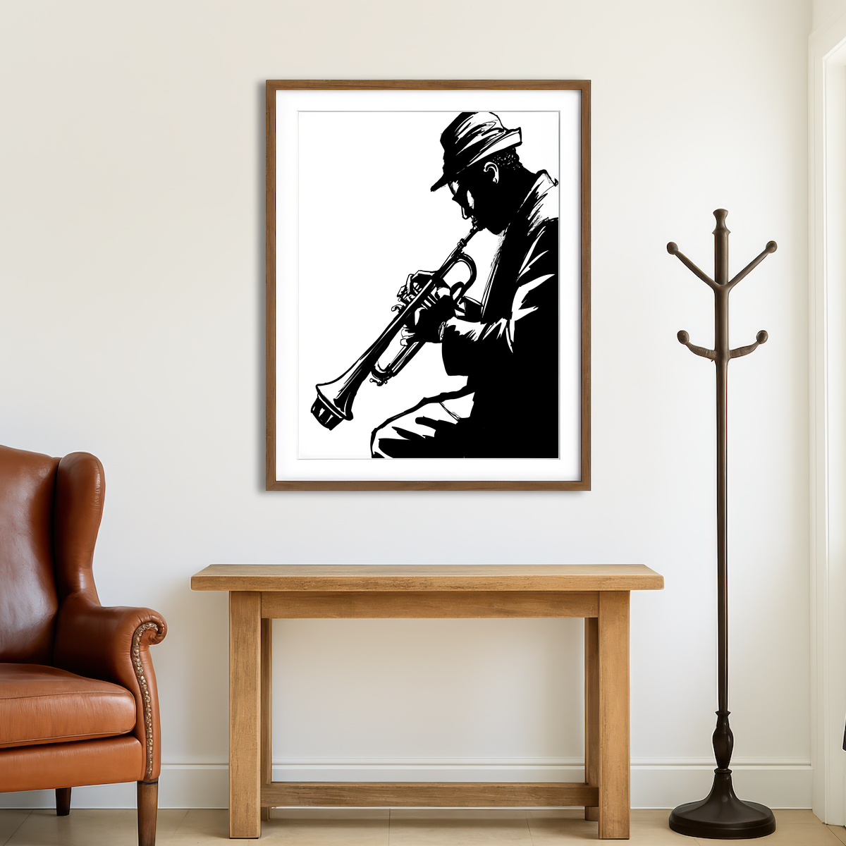 AUTO-MOCKUP ROOM | Jazz Trumpet Player Wall Art