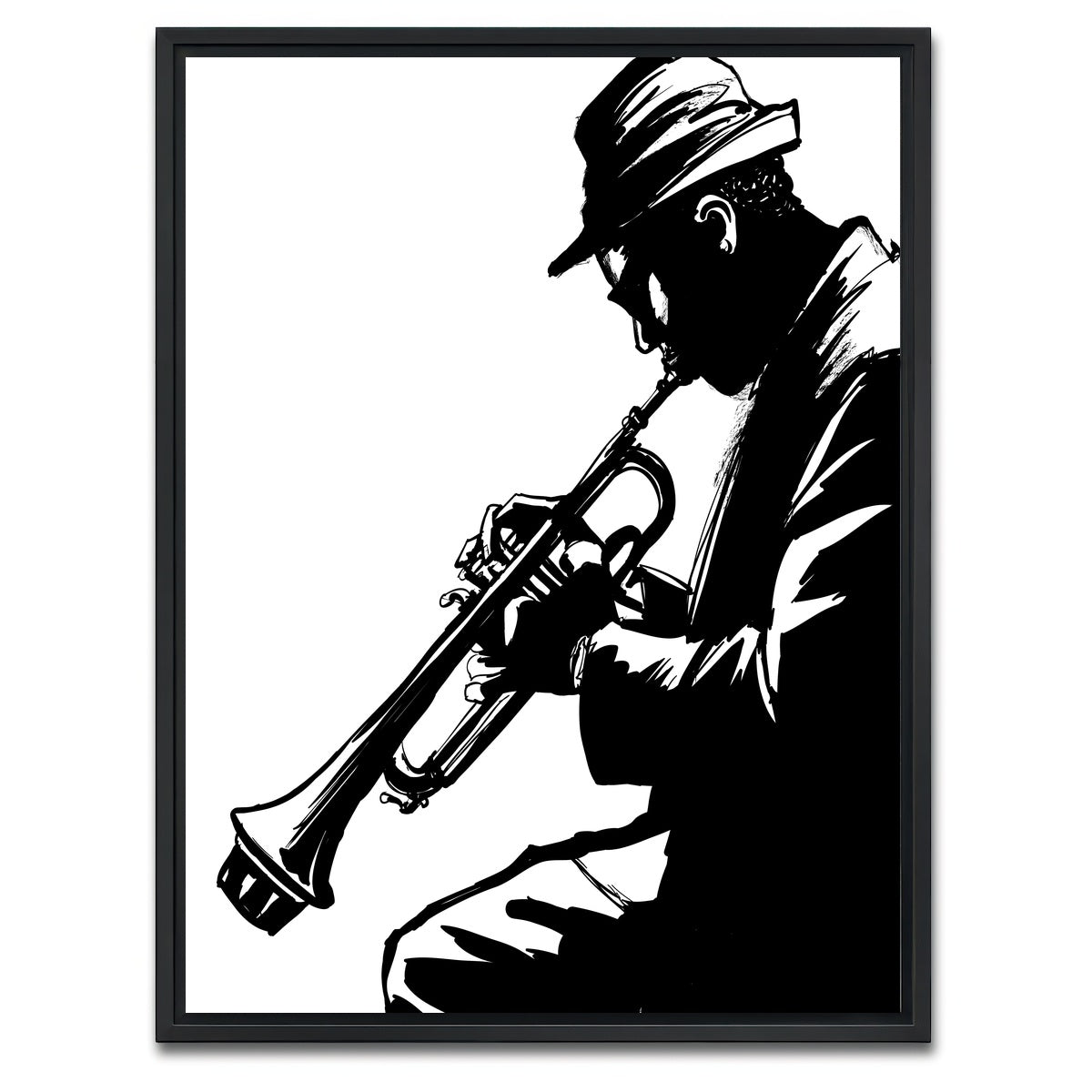 AUTO-MOCKUP WHITE | Jazz trumpet player | 1 Piece | Black Framed Canvas | group=3x4