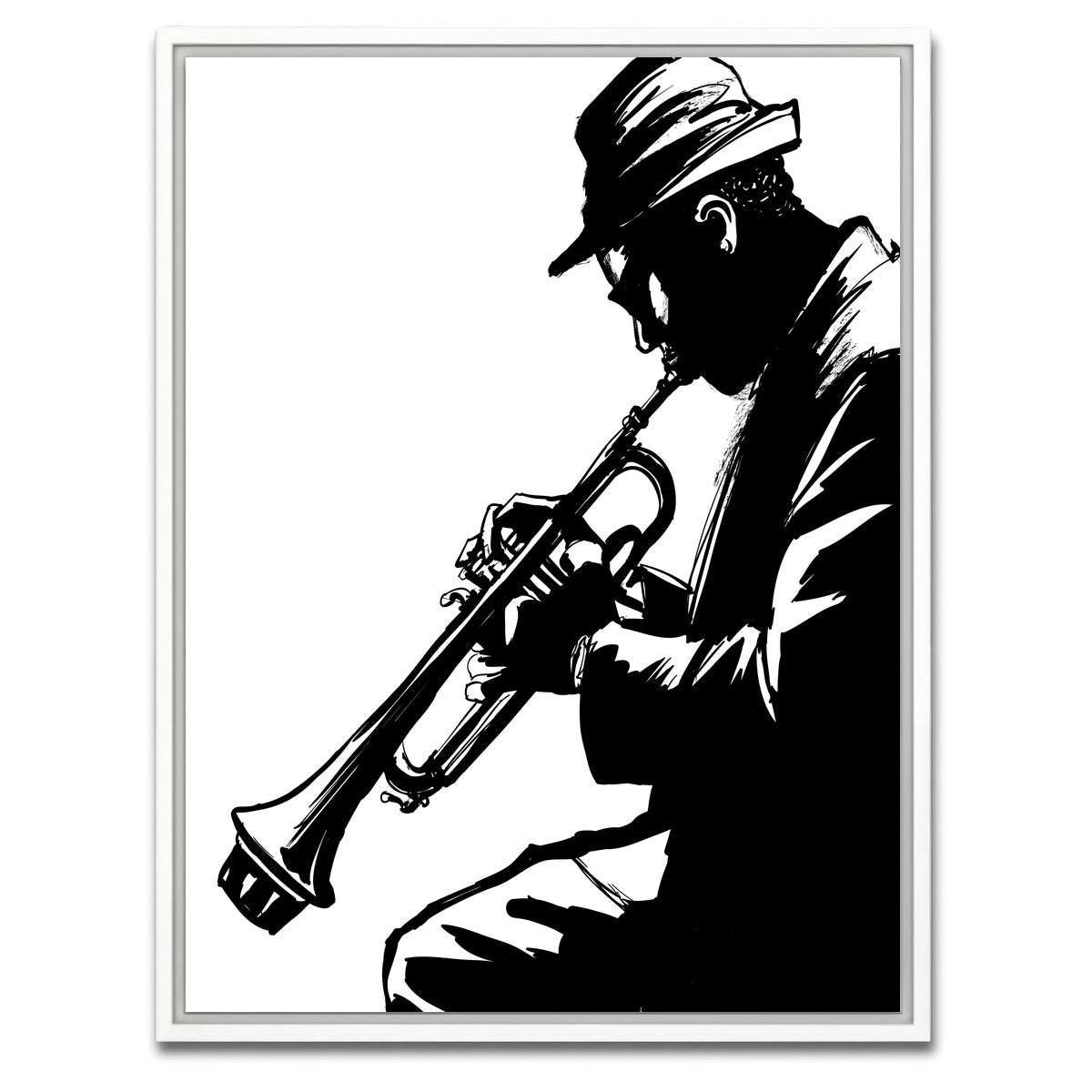 AUTO-MOCKUP WHITE | Jazz trumpet player | 1 Piece | White Framed Canvas | group=3x4