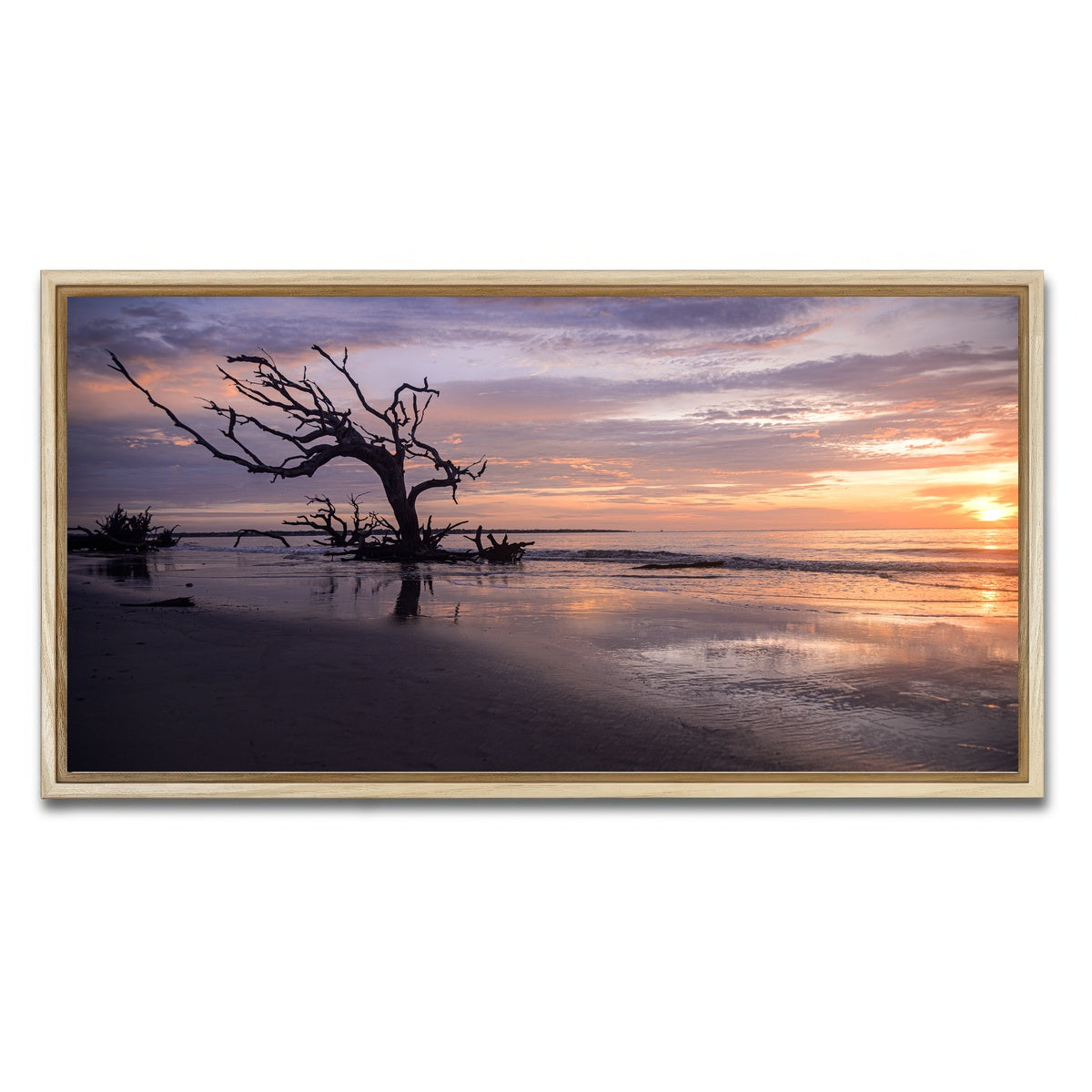 AUTO-MOCKUP WHITE | Jekyll Island Sunset | 1 Piece | Natural Framed Canvas | group=2x1