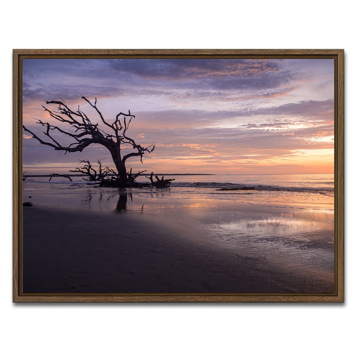 AUTO-MOCKUP WHITE | Jekyll Island Sunset | 1 Piece | Walnut Framed Canvas | group=4x3