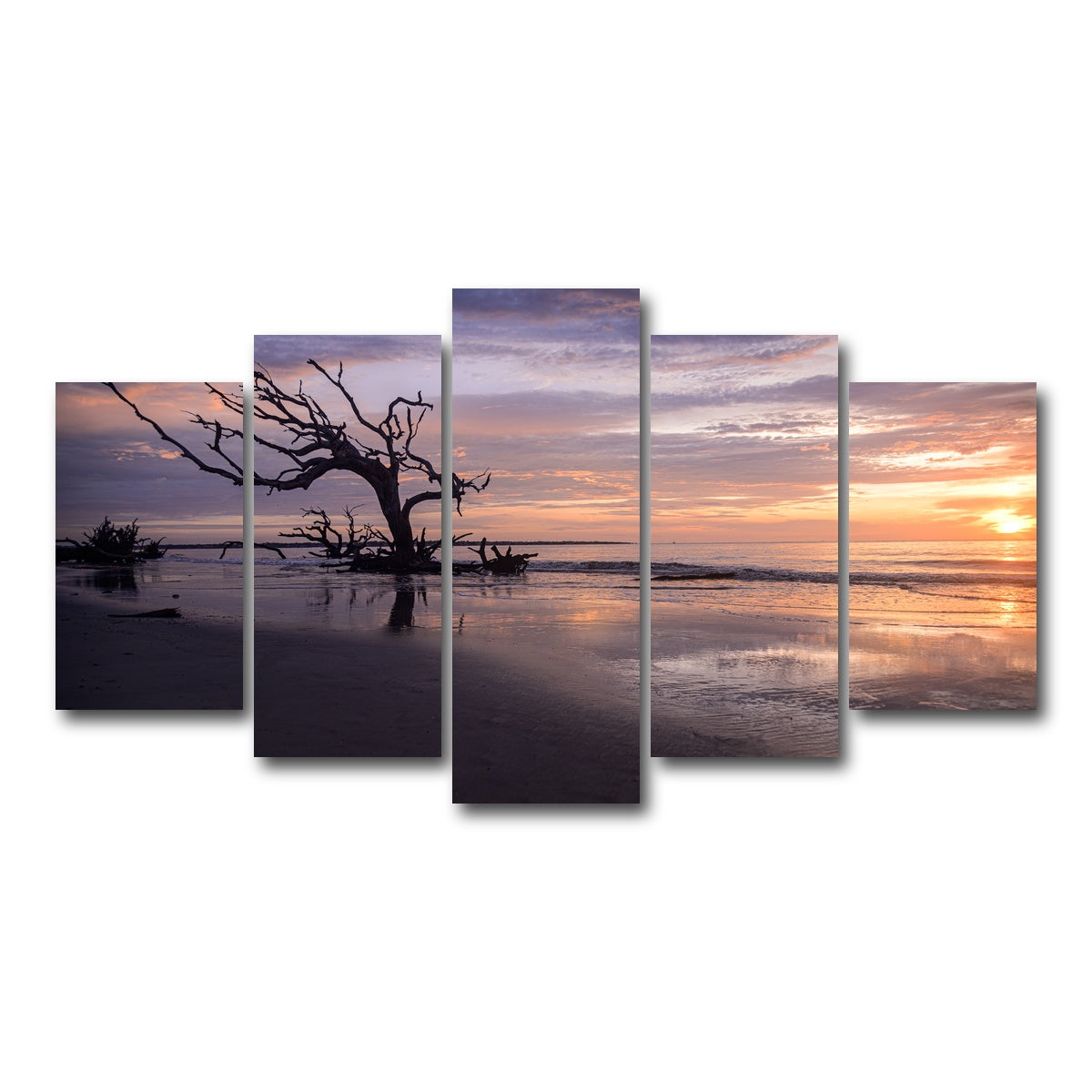 AUTO-MOCKUP WHITE | Jekyll Island Sunset | 5 Piece | Gallery Wrap Canvas | group=5_normal