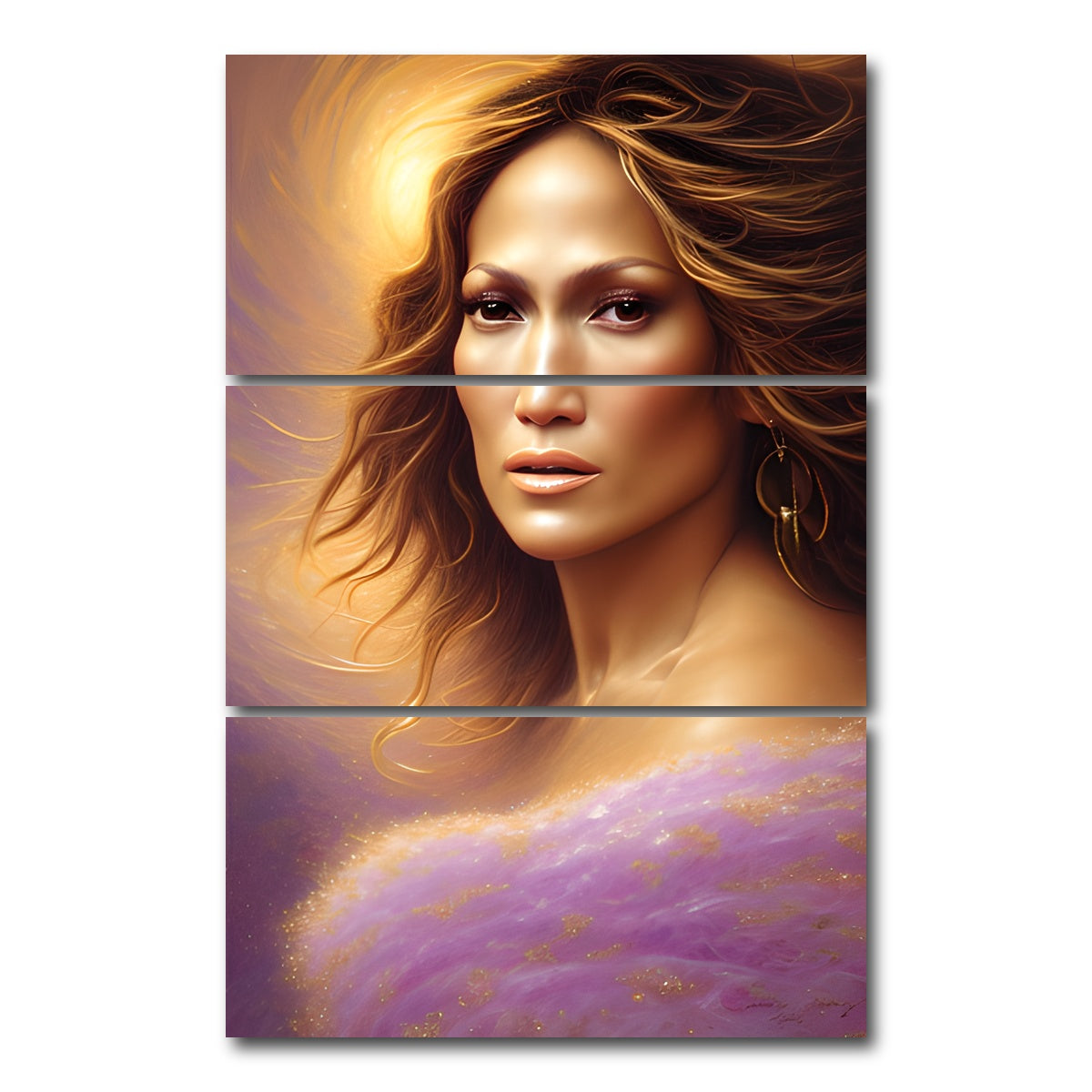 AUTO-MOCKUP WHITE | Jennifer Lopez | 3 Piece | Gallery Wrap Canvas | group=12x24_stacked