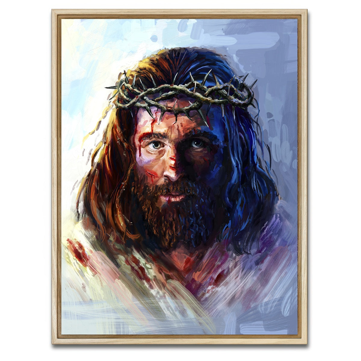 AUTO-MOCKUP WHITE | Jesus With Crown of Thorns | 1 Piece | Natural Framed Canvas | group=3x4