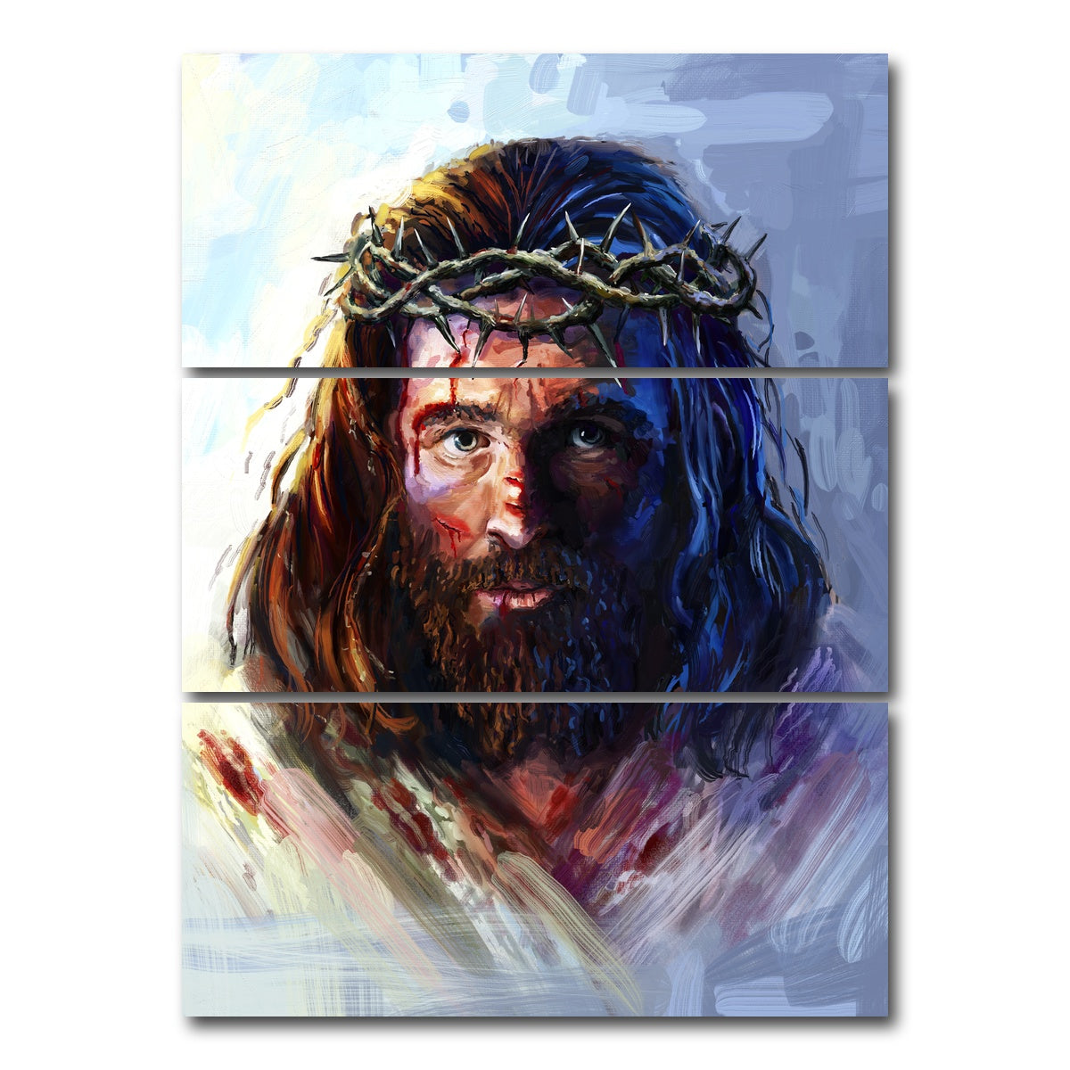 AUTO-MOCKUP WHITE | Jesus With Crown of Thorns | 3 Piece | Gallery Wrap Canvas | group=8x18_stacked