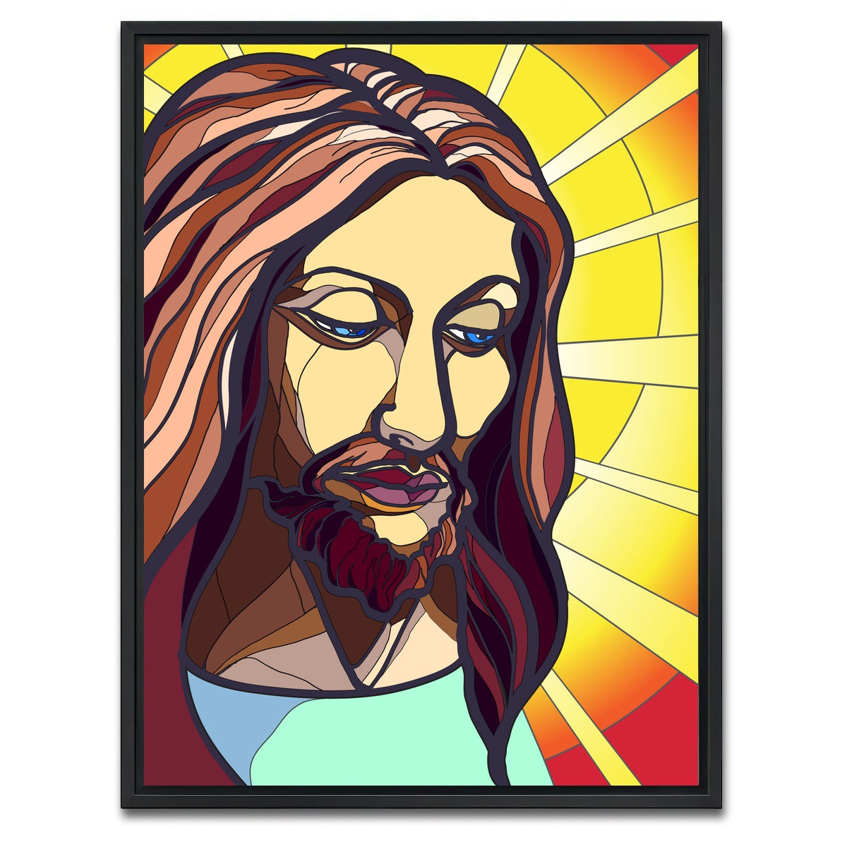 AUTO-MOCKUP WHITE | Jesus in stained glass | 1 Piece | Black Framed Canvas | group=3x4