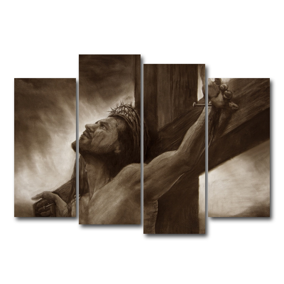 AUTO-MOCKUP WHITE | Jesus on the cross | 4 Piece | Gallery Wrap Canvas | group=4_normal
