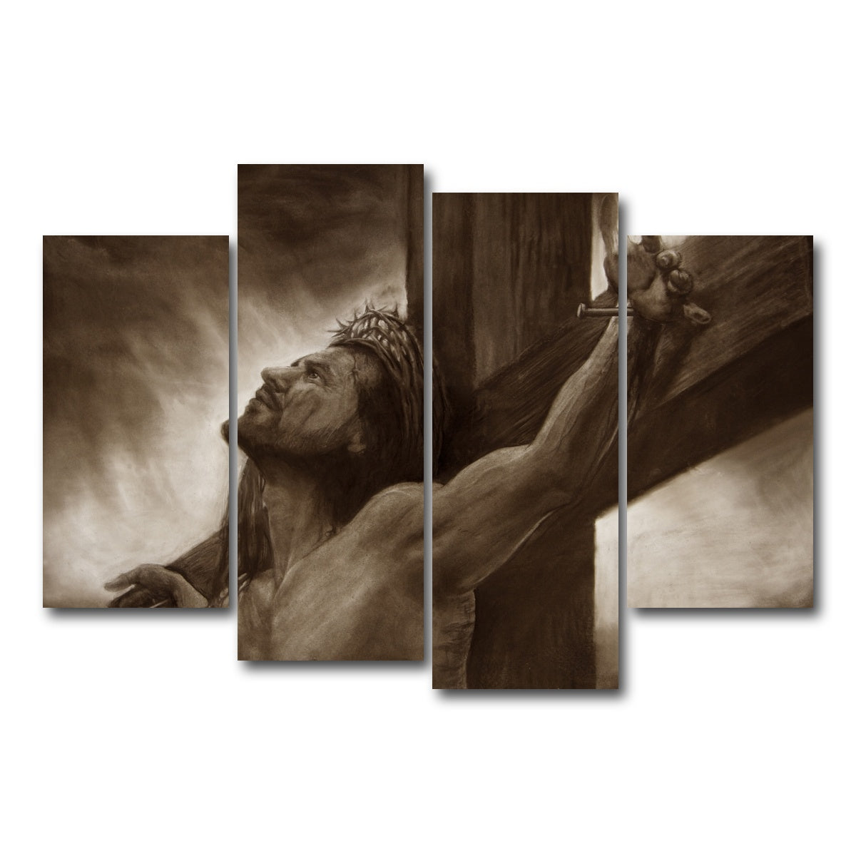 AUTO-MOCKUP WHITE | Jesus on the cross | 4 Piece | Gallery Wrap Canvas | group=4_short