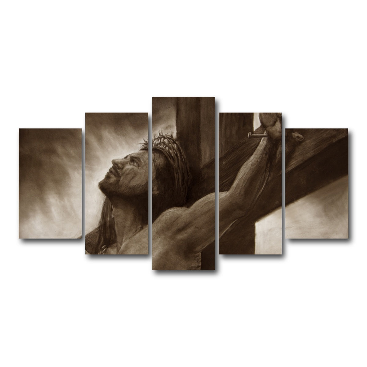 AUTO-MOCKUP WHITE | Jesus on the cross | 5 Piece | Gallery Wrap Canvas | group=5_normal