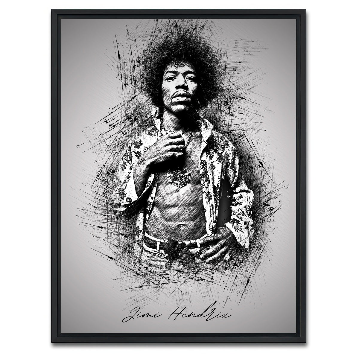 AUTO-MOCKUP WHITE | Jimi Hendrix Abs | 1 Piece | Black Framed Canvas | group=3x4