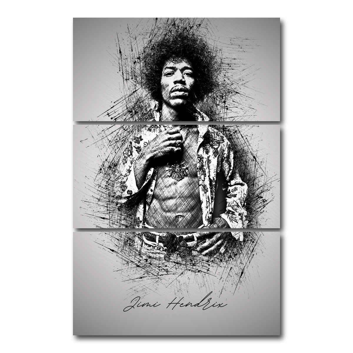 AUTO-MOCKUP WHITE | Jimi Hendrix Abs | 3 Piece | Gallery Wrap Canvas | group=12x24_stacked