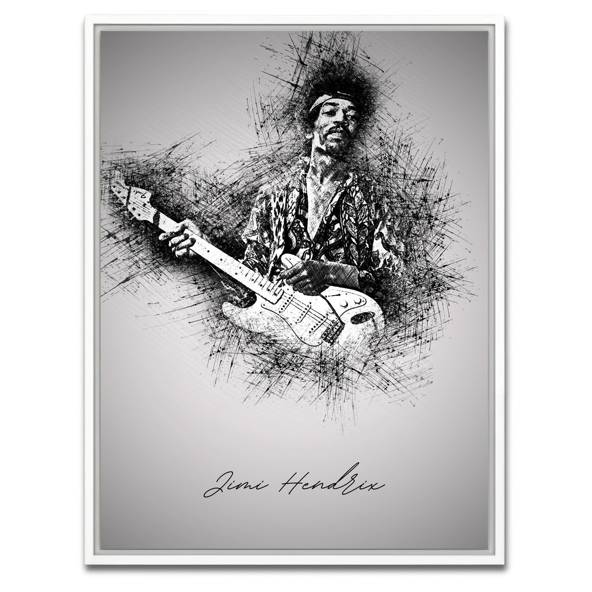 AUTO-MOCKUP WHITE | Jimi Hendrix Guitar | 1 Piece | White Framed Canvas | group=3x4