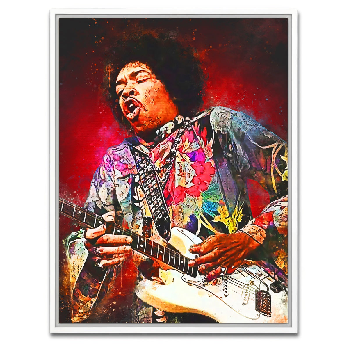 AUTO-MOCKUP WHITE | Jimi Hendrix Rockin | 1 Piece | White Framed Canvas | group=3x4