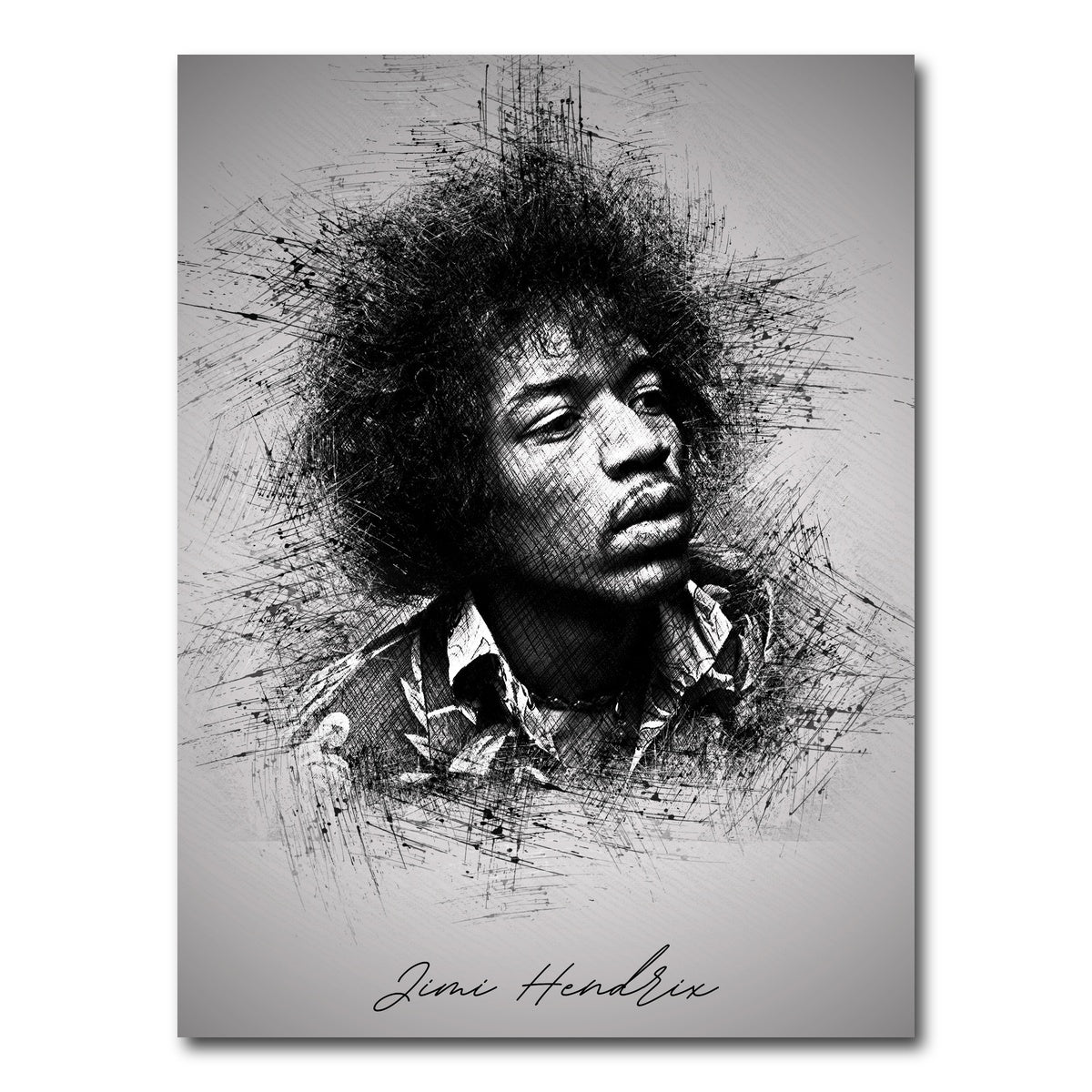 AUTO-MOCKUP WHITE | Jimi Hendrix Sketch | 1 Piece | Gallery Wrap Canvas | group=3x4