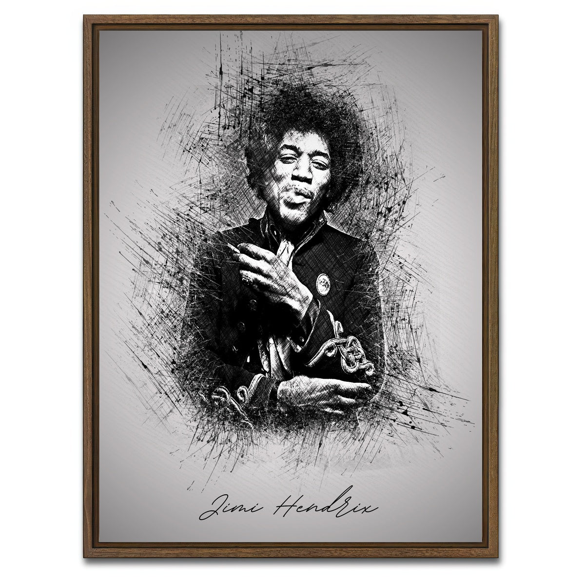 AUTO-MOCKUP WHITE | Jimi Hendrix Smoke | 1 Piece | Walnut Framed Canvas | group=3x4