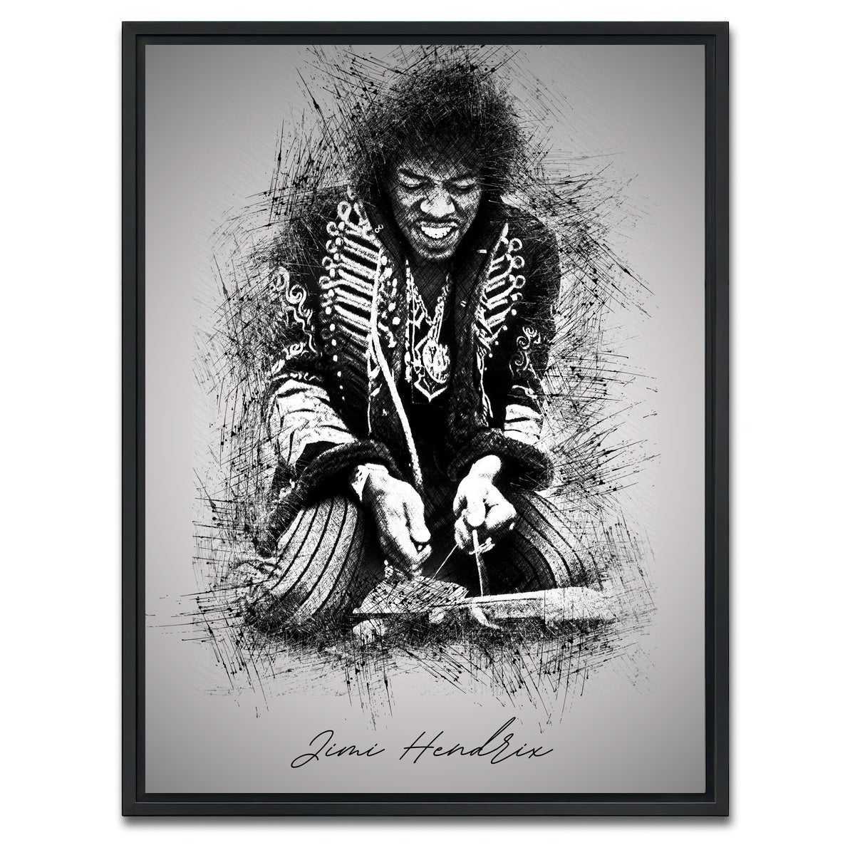 AUTO-MOCKUP WHITE | Jimi Hendrix Strings | 1 Piece | Black Framed Canvas | group=3x4