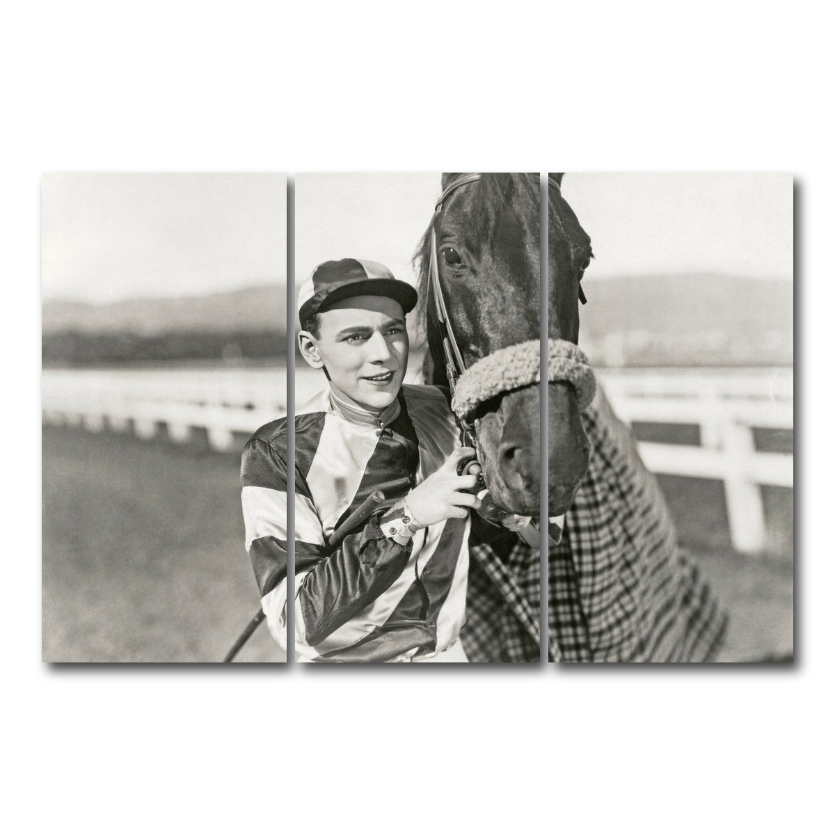 AUTO-MOCKUP WHITE | Jockey & Horse | 3 Piece | Gallery Wrap Canvas | group=12x24