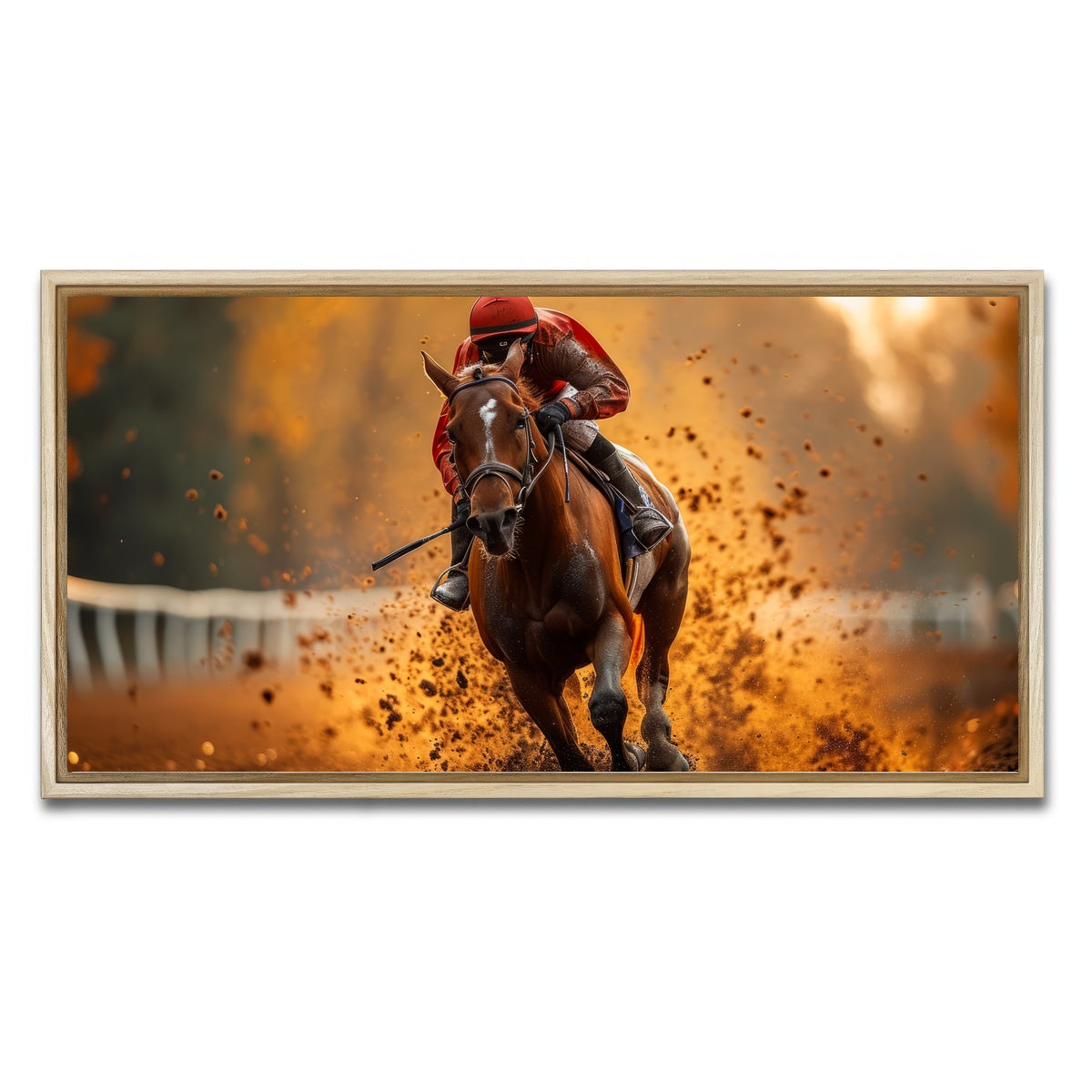 AUTO-MOCKUP WHITE | Jockey on horse racing | 1 Piece | Natural Framed Canvas | group=2x1