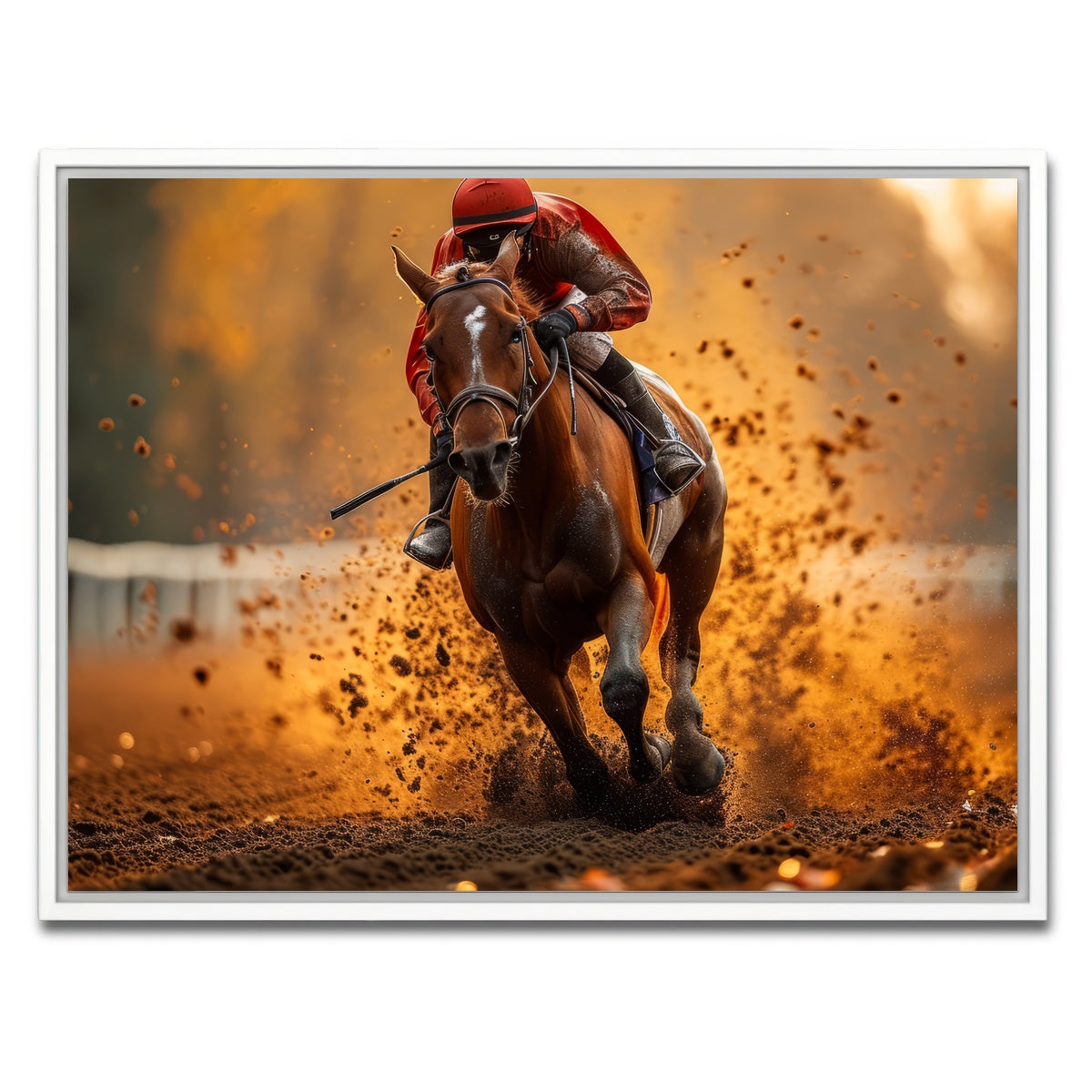 AUTO-MOCKUP WHITE | Jockey on horse racing | 1 Piece | White Framed Canvas | group=4x3