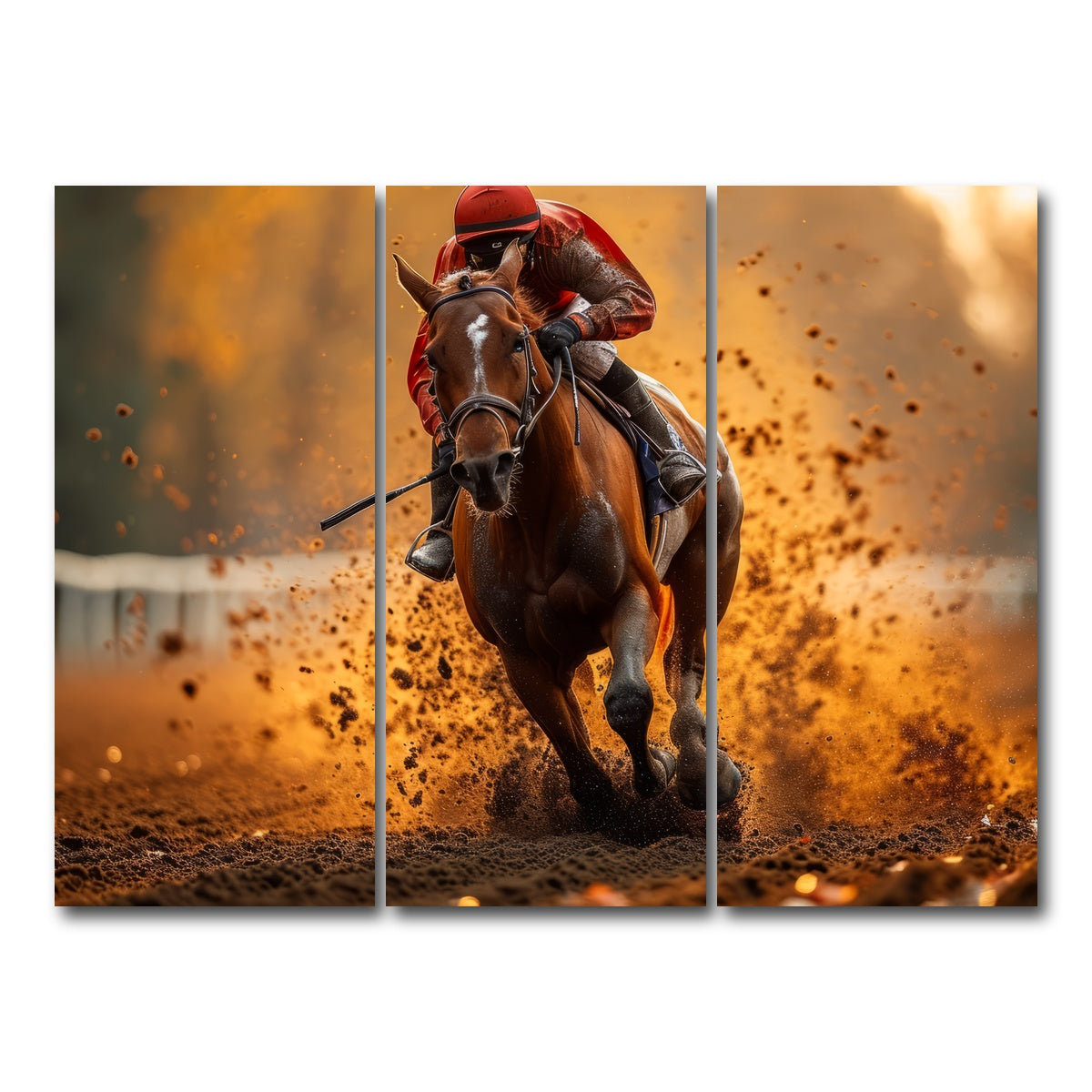 AUTO-MOCKUP WHITE | Jockey on horse racing | 3 Piece | Gallery Wrap Canvas | group=8x18