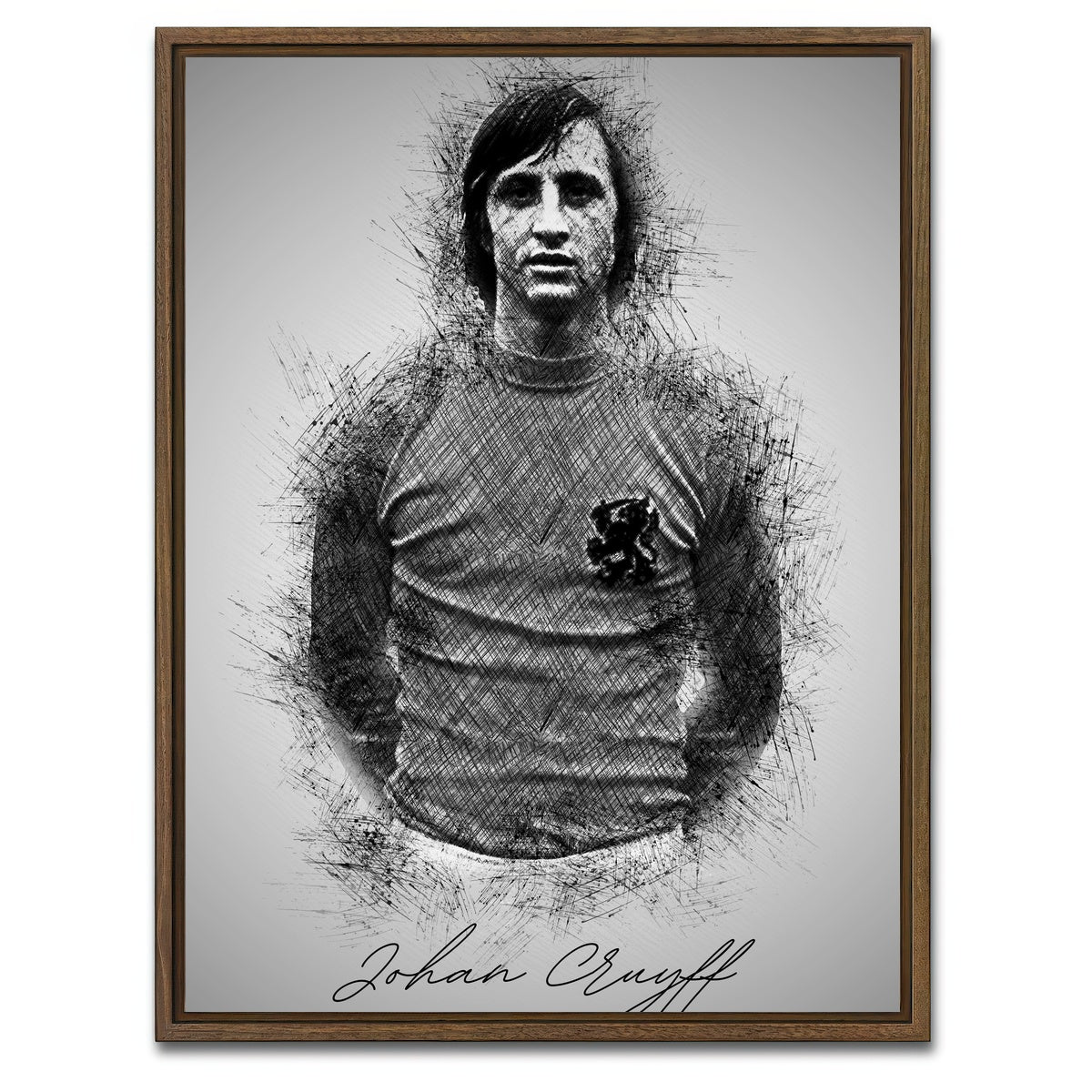 AUTO-MOCKUP WHITE | Johan Cruyff | 1 Piece | Walnut Framed Canvas | group=3x4