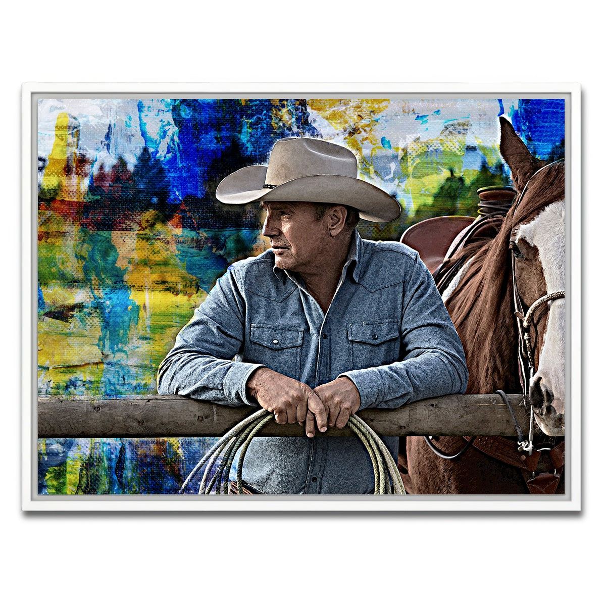 AUTO-MOCKUP WHITE | John Dutton & Horse | 1 Piece | White Framed Canvas | group=4x3