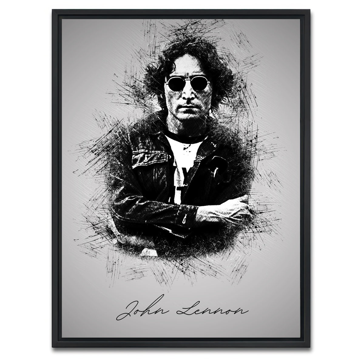 AUTO-MOCKUP WHITE | John Lennon Sketch | 1 Piece | Black Framed Canvas | group=3x4