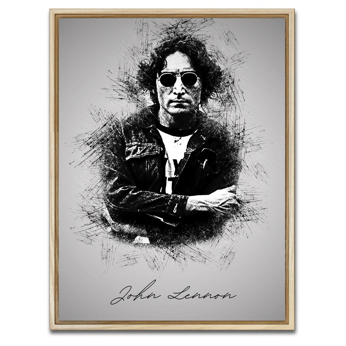 AUTO-MOCKUP WHITE | John Lennon Sketch | 1 Piece | Natural Framed Canvas | group=3x4