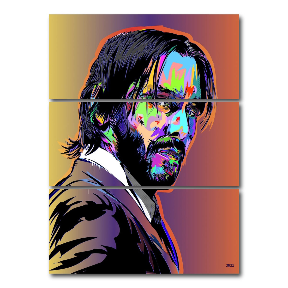AUTO-MOCKUP WHITE | John Wick Colors | 3 Piece | Gallery Wrap Canvas | group=8x18_stacked