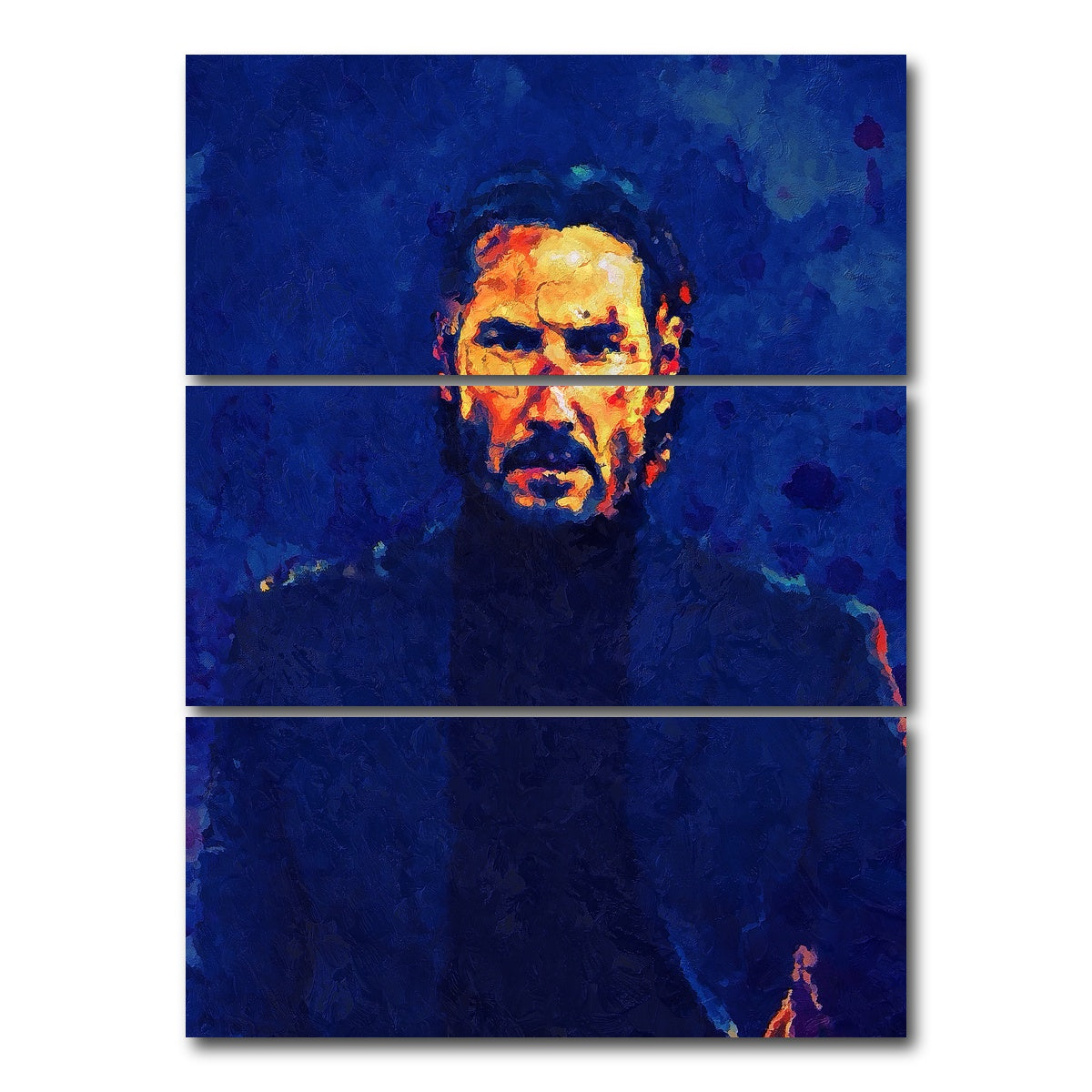 AUTO-MOCKUP WHITE | John Wick Painting | 3 Piece | Gallery Wrap Canvas | group=8x18_stacked