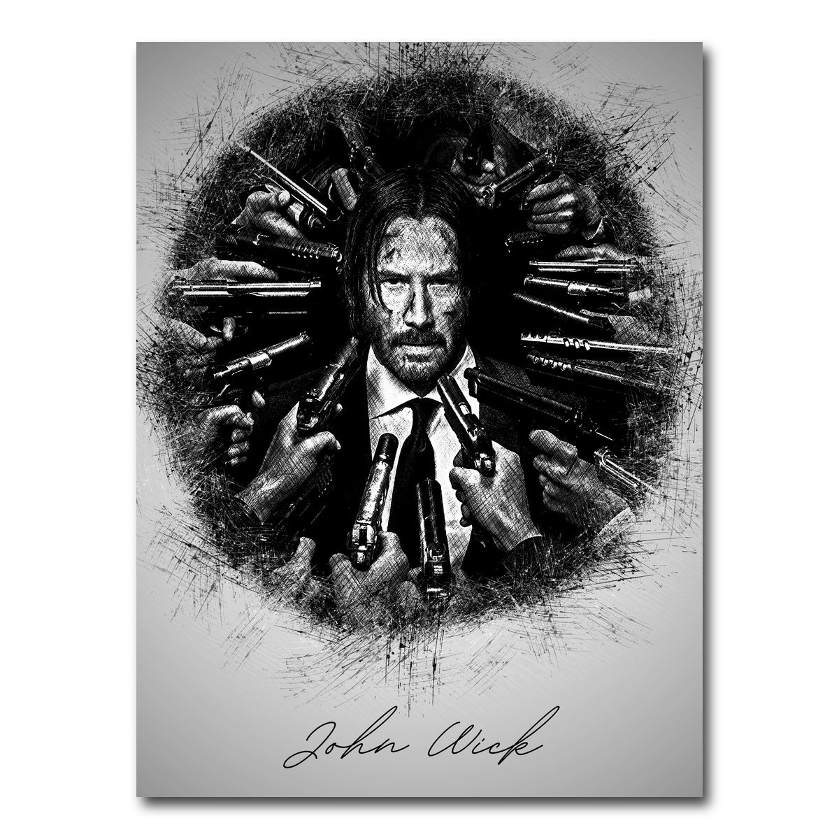 AUTO-MOCKUP WHITE | John Wick Sketch | 1 Piece | Gallery Wrap Canvas | group=3x4