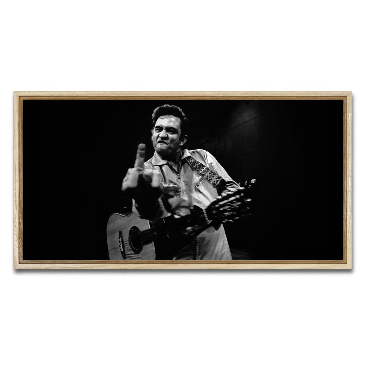 AUTO-MOCKUP WHITE | Johnny Cash Flip Off | 1 Piece | Natural Framed Canvas | group=2x1