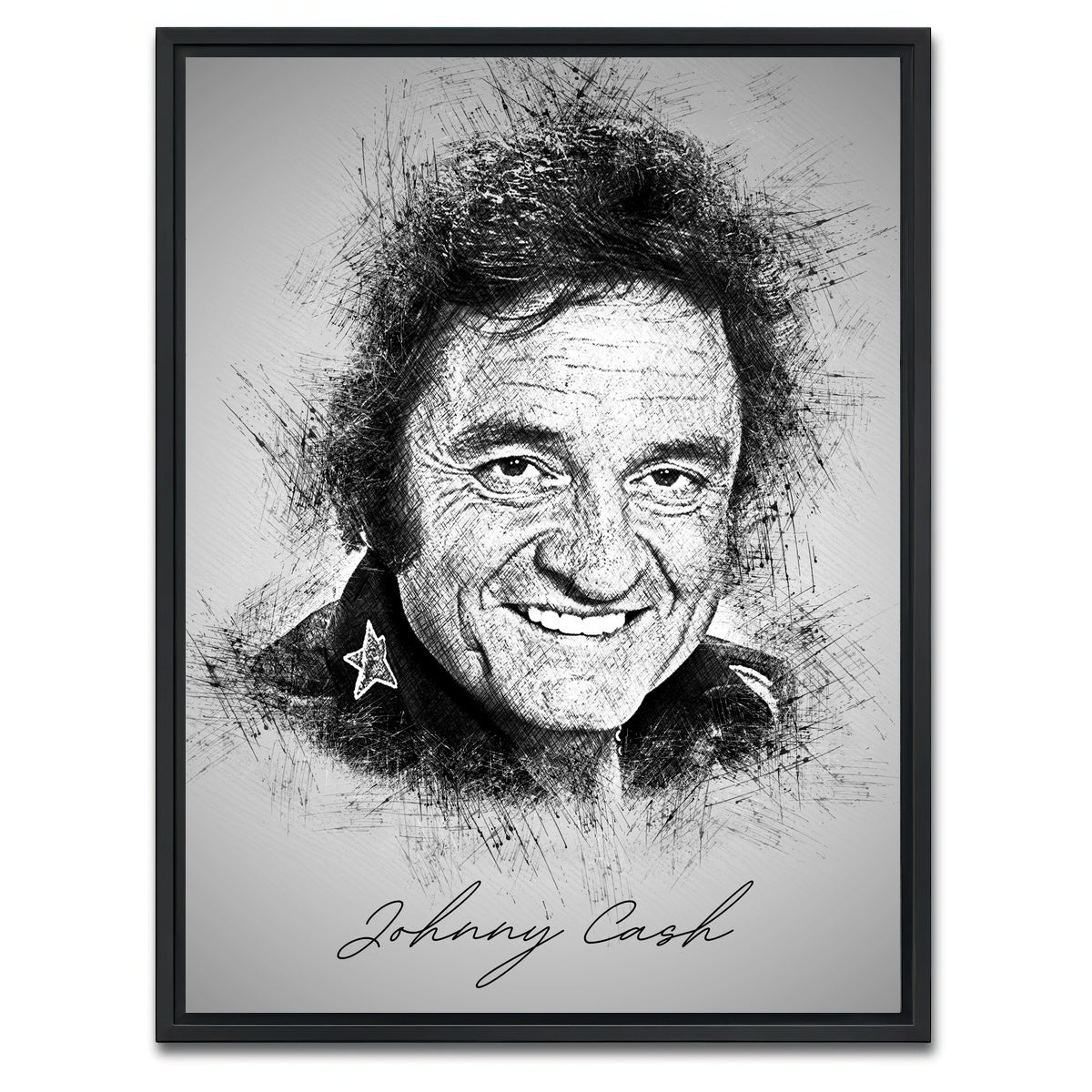 AUTO-MOCKUP WHITE | Johnny Cash | 1 Piece | Black Framed Canvas | group=3x4