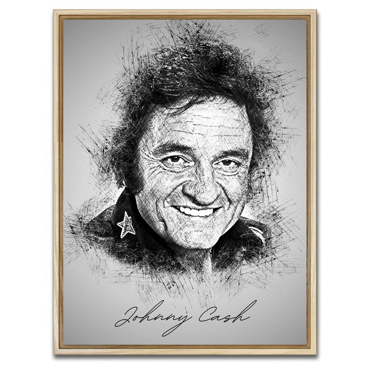 AUTO-MOCKUP WHITE | Johnny Cash | 1 Piece | Natural Framed Canvas | group=3x4
