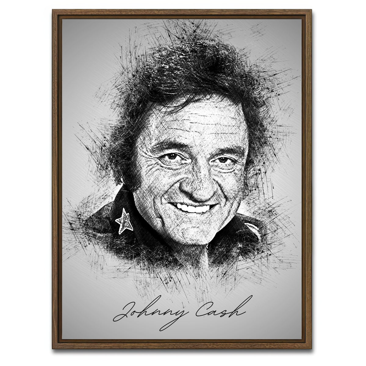 AUTO-MOCKUP WHITE | Johnny Cash | 1 Piece | Walnut Framed Canvas | group=3x4
