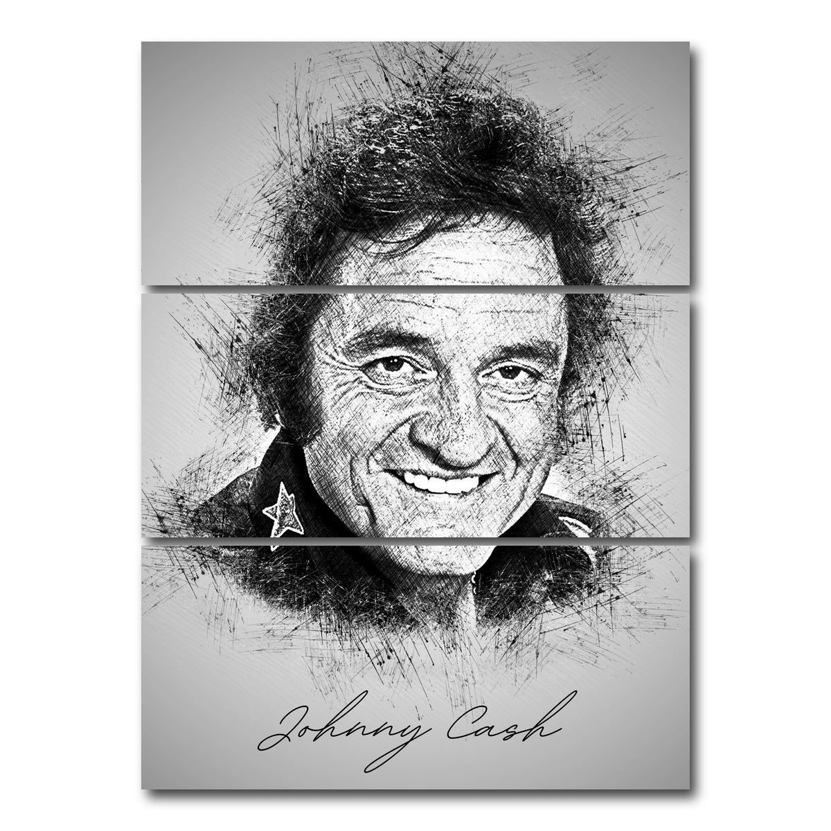 AUTO-MOCKUP WHITE | Johnny Cash | 3 Piece | Gallery Wrap Canvas | group=8x18_stacked