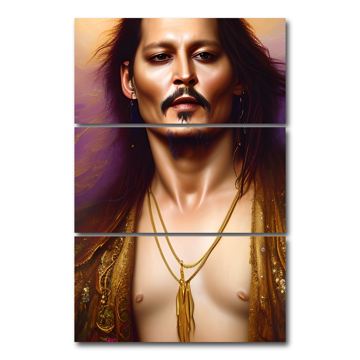 AUTO-MOCKUP WHITE | Johnny Depp Sexy | 3 Piece | Gallery Wrap Canvas | group=12x24_stacked