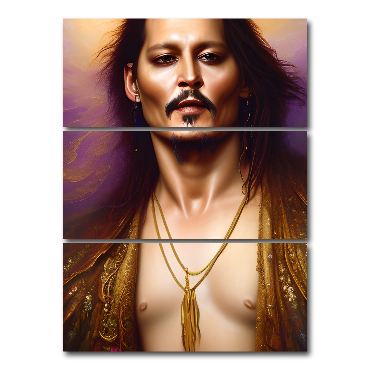 AUTO-MOCKUP WHITE | Johnny Depp Sexy | 3 Piece | Gallery Wrap Canvas | group=8x18_stacked