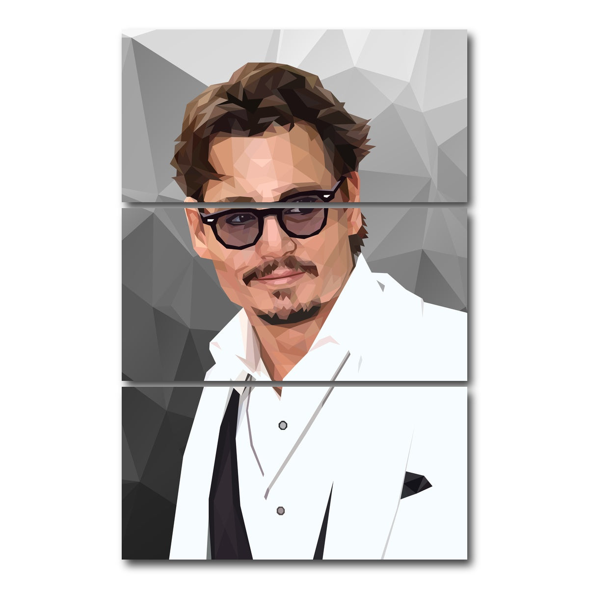 AUTO-MOCKUP WHITE | Johnny Depp | 3 Piece | Gallery Wrap Canvas | group=12x24_stacked