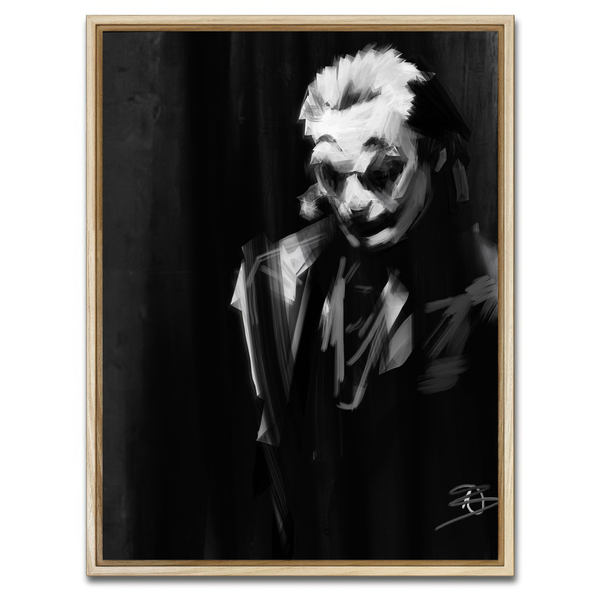 AUTO-MOCKUP WHITE | Joker Black and White | 1 Piece | Natural Framed Canvas | group=3x4
