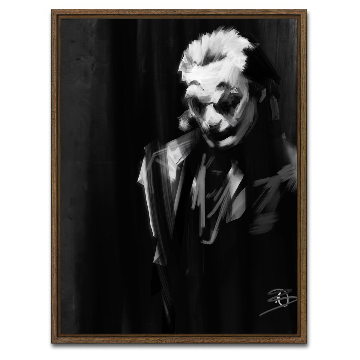 AUTO-MOCKUP WHITE | Joker Black and White | 1 Piece | Walnut Framed Canvas | group=3x4