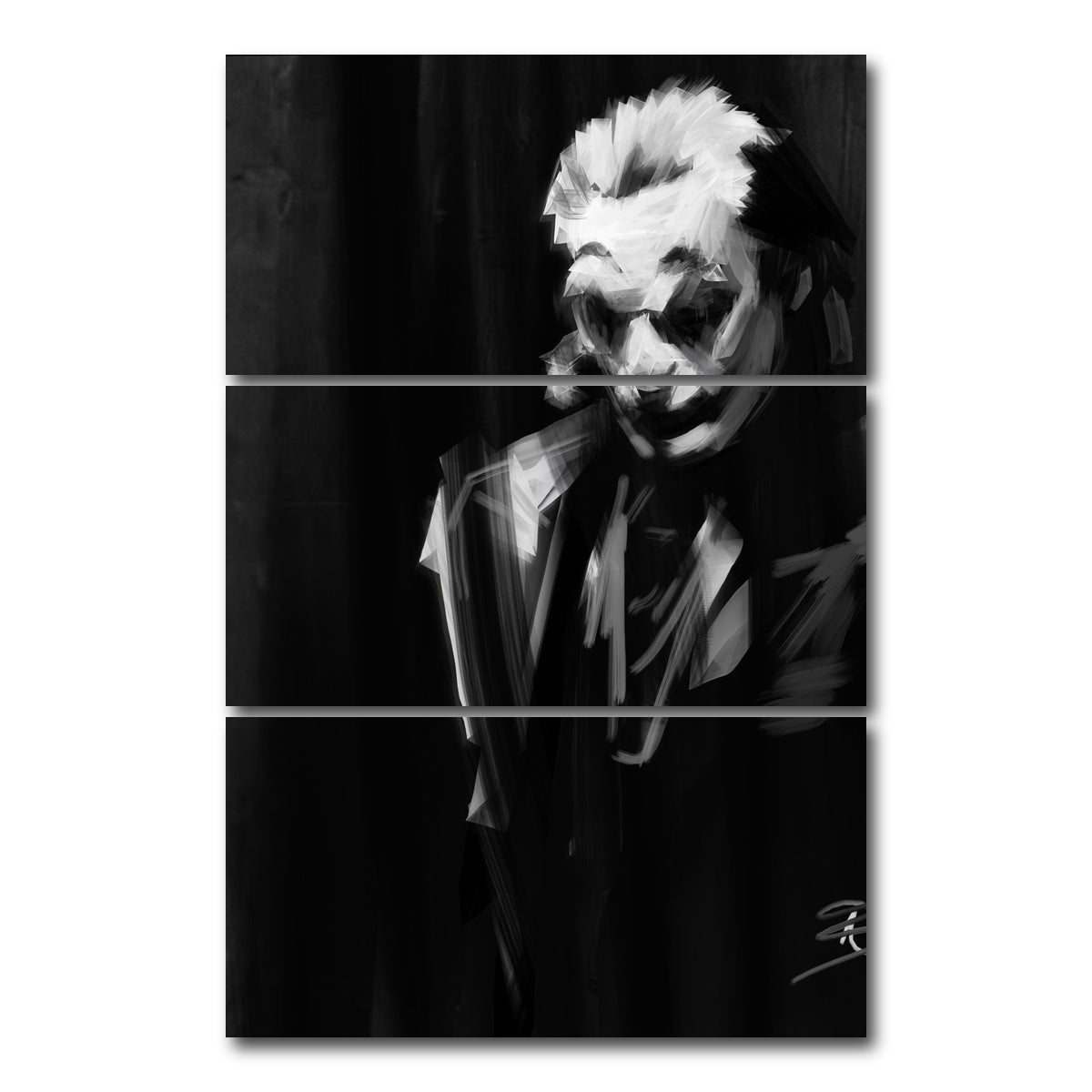 AUTO-MOCKUP WHITE | Joker Black and White | 3 Piece | Gallery Wrap Canvas | group=12x24_stacked