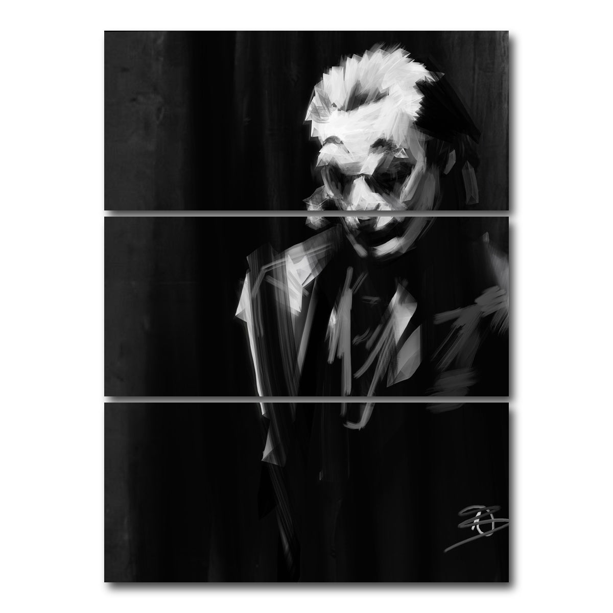 AUTO-MOCKUP WHITE | Joker Black and White | 3 Piece | Gallery Wrap Canvas | group=8x18_stacked