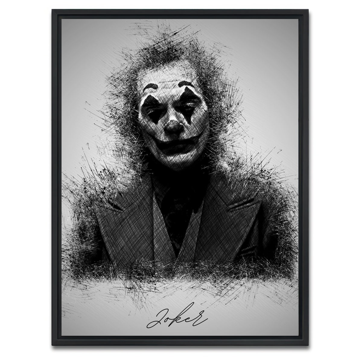 AUTO-MOCKUP WHITE | Joker Sketch | 1 Piece | Black Framed Canvas | group=3x4