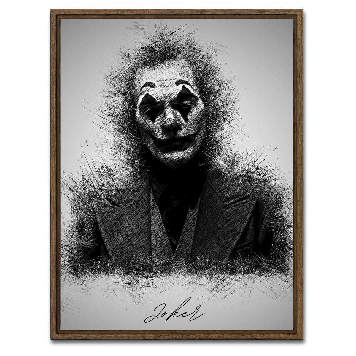 AUTO-MOCKUP WHITE | Joker Sketch | 1 Piece | Walnut Framed Canvas | group=3x4