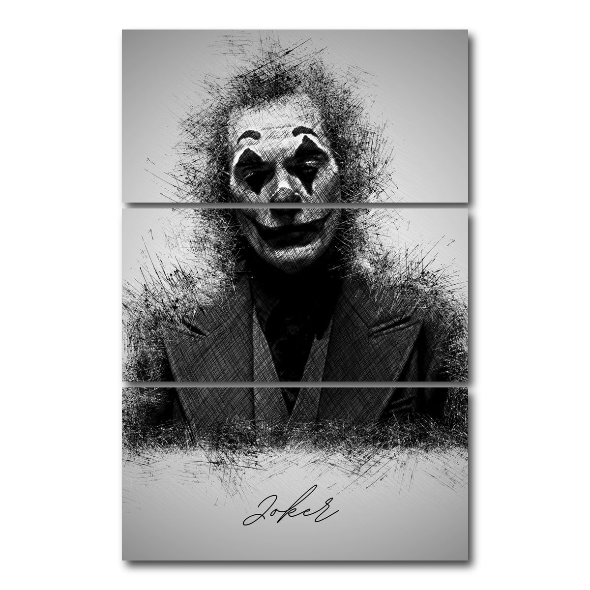 AUTO-MOCKUP WHITE | Joker Sketch | 3 Piece | Gallery Wrap Canvas | group=12x24_stacked