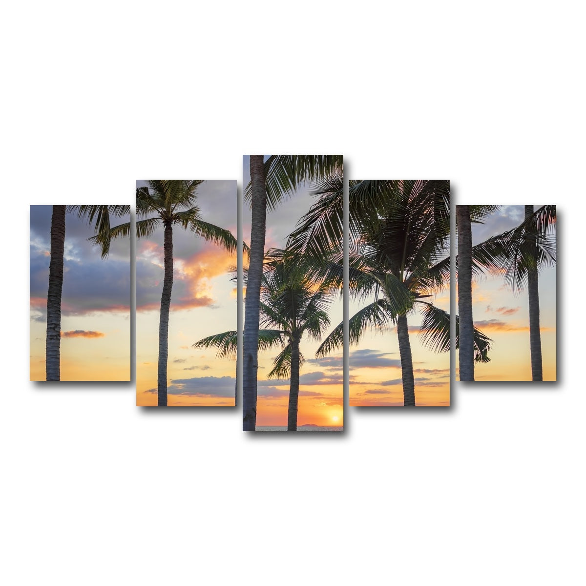 AUTO-MOCKUP WHITE | Jomtien Sunset | 5 Piece | Gallery Wrap Canvas | group=5_normal
